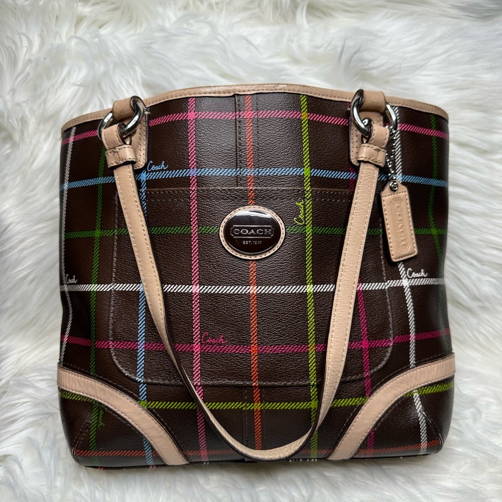 Authentic vintage coach plaid shoulder bag